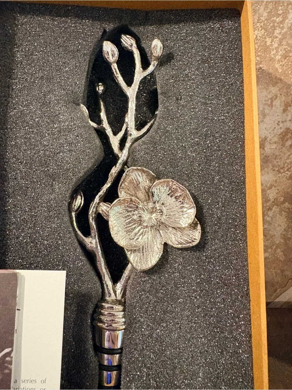 Michael Aram Black Orchid Wine Stopper, New in Open Box, #110838